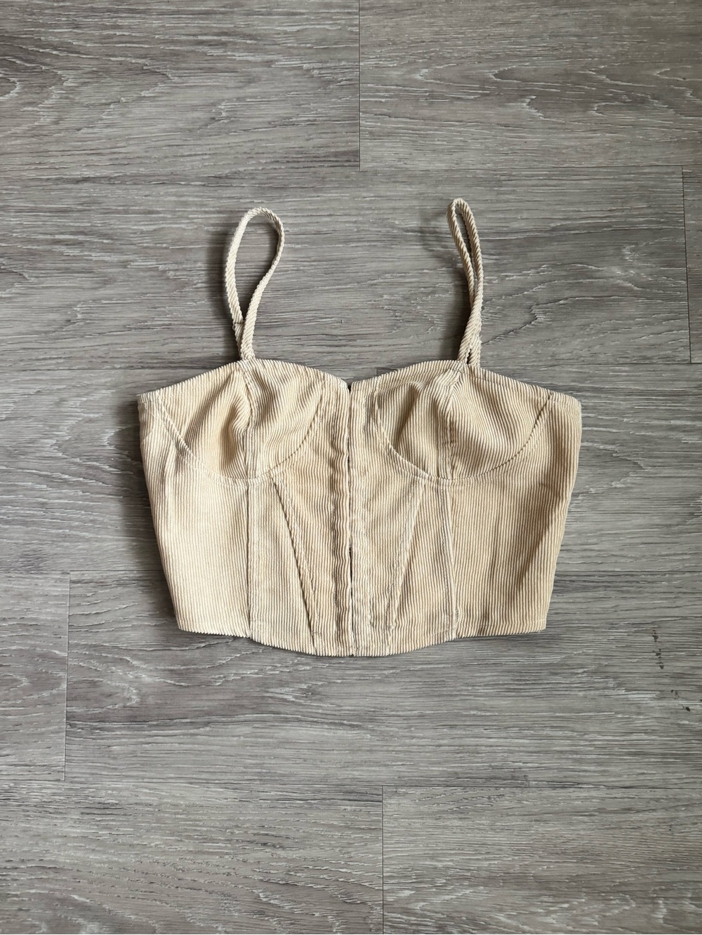 Cider Cream Corduroy Bustier Crop Top